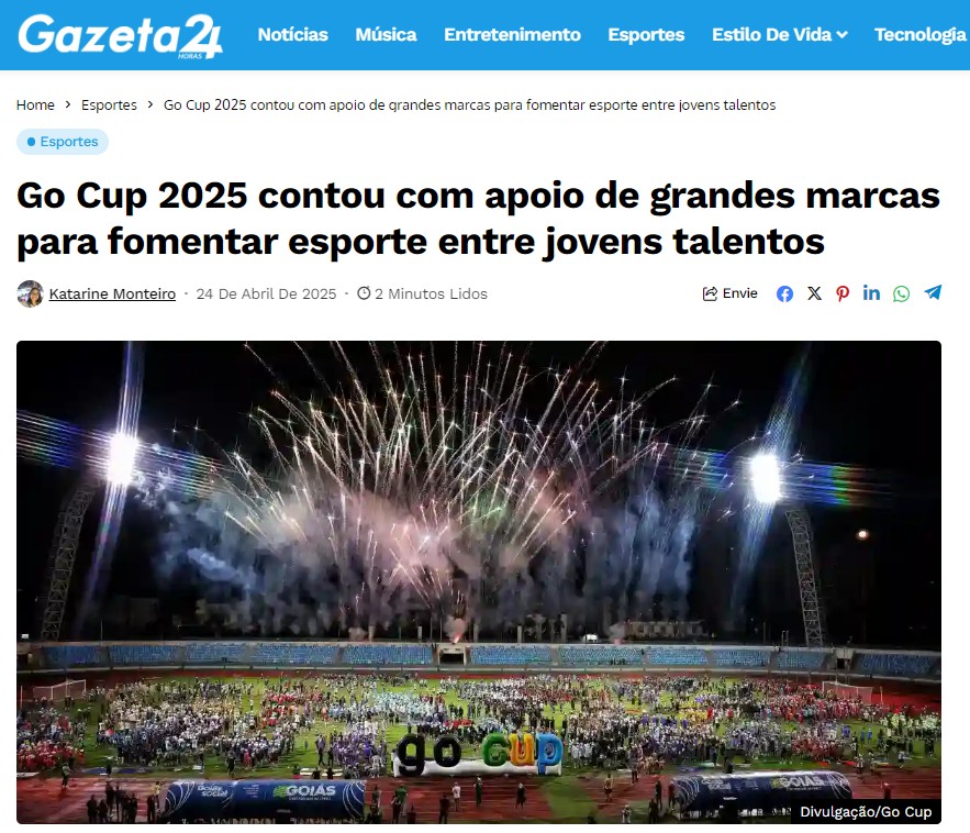 [GAZETA 24H] GO CUP É DESTAQUE NO FOMENTO AO ESPORTE ENTRE JOVENS NO BRASIL